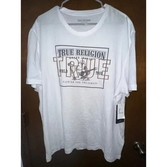 True Religion Mens Relaxed True SRS Short Sleeve Tee - White - Size XXL, NWT - Picture 2 of 5